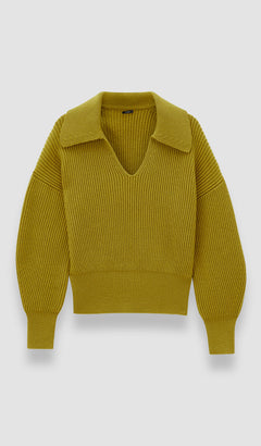 Green Light Cardigan Stitch Open Neck Jumper - Joseph