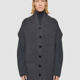Grey Light Cardigan Stitch Button Scarf - Joseph