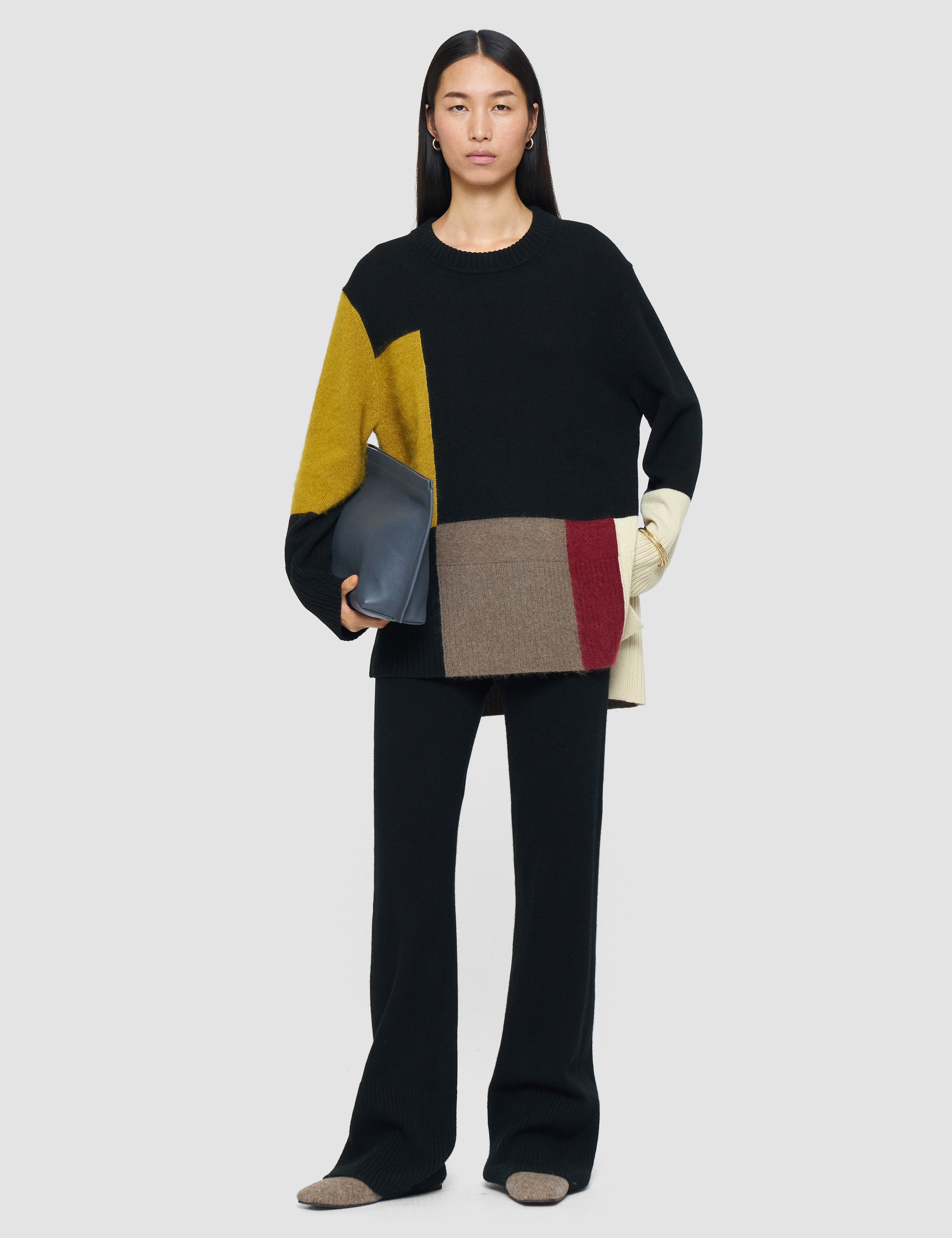 Grey Overlay Wool Jumper - Joseph