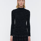 Fragmented Stripes Mock Neck Top