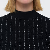 Fragmented Stripes Mock Neck Top