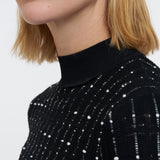 Fragmented Stripes Mock Neck Top