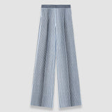 Blue Alanel Embroidered Stripes Trousers - Joseph