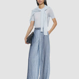 Blue Alanel Embroidered Stripes Trousers - Joseph