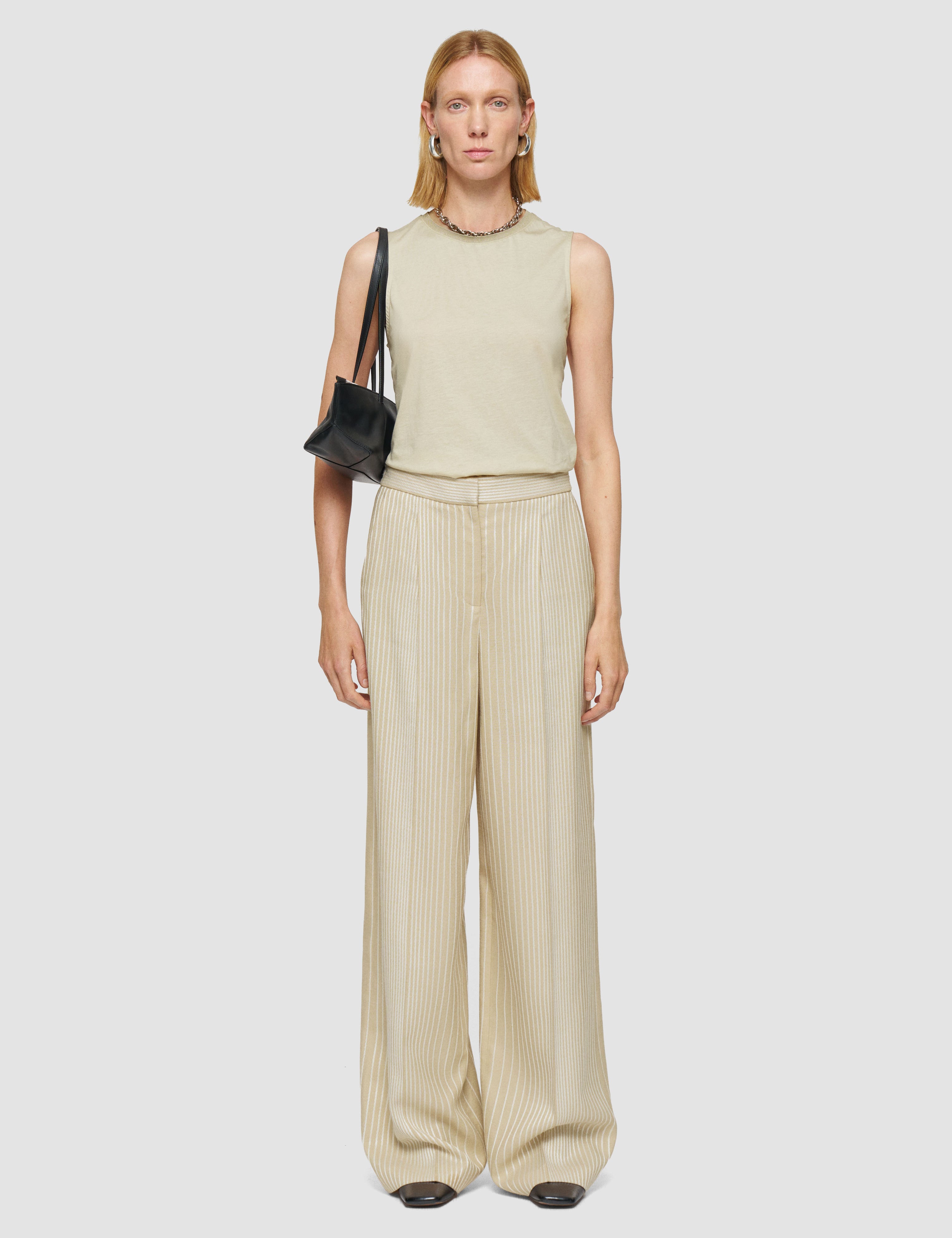 Beige Alanel Embroidered Stripes Trousers - Joseph