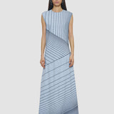 Blue Maryse Embroidered Stripes Dress - Joseph