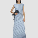 Blue Maryse Embroidered Stripes Dress - Joseph
