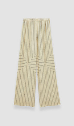Beige Hulin Geometric Print Silk Trousers - Joseph
