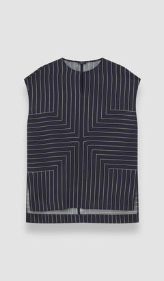 Black Louison Geometric Print Silk Top - Joseph