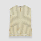 Beige Louison Geometric Print Silk Top - Joseph