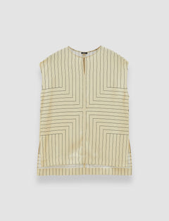 Beige Louison Geometric Print Silk Top - Joseph