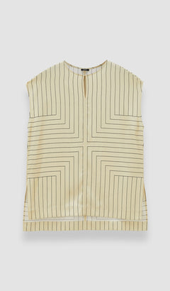 Beige Louison Geometric Print Silk Top - Joseph