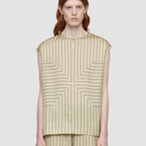 Beige Louison Geometric Print Silk Top - Joseph