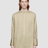 Beige Athena Geometric Print Silk Blouse - Joseph