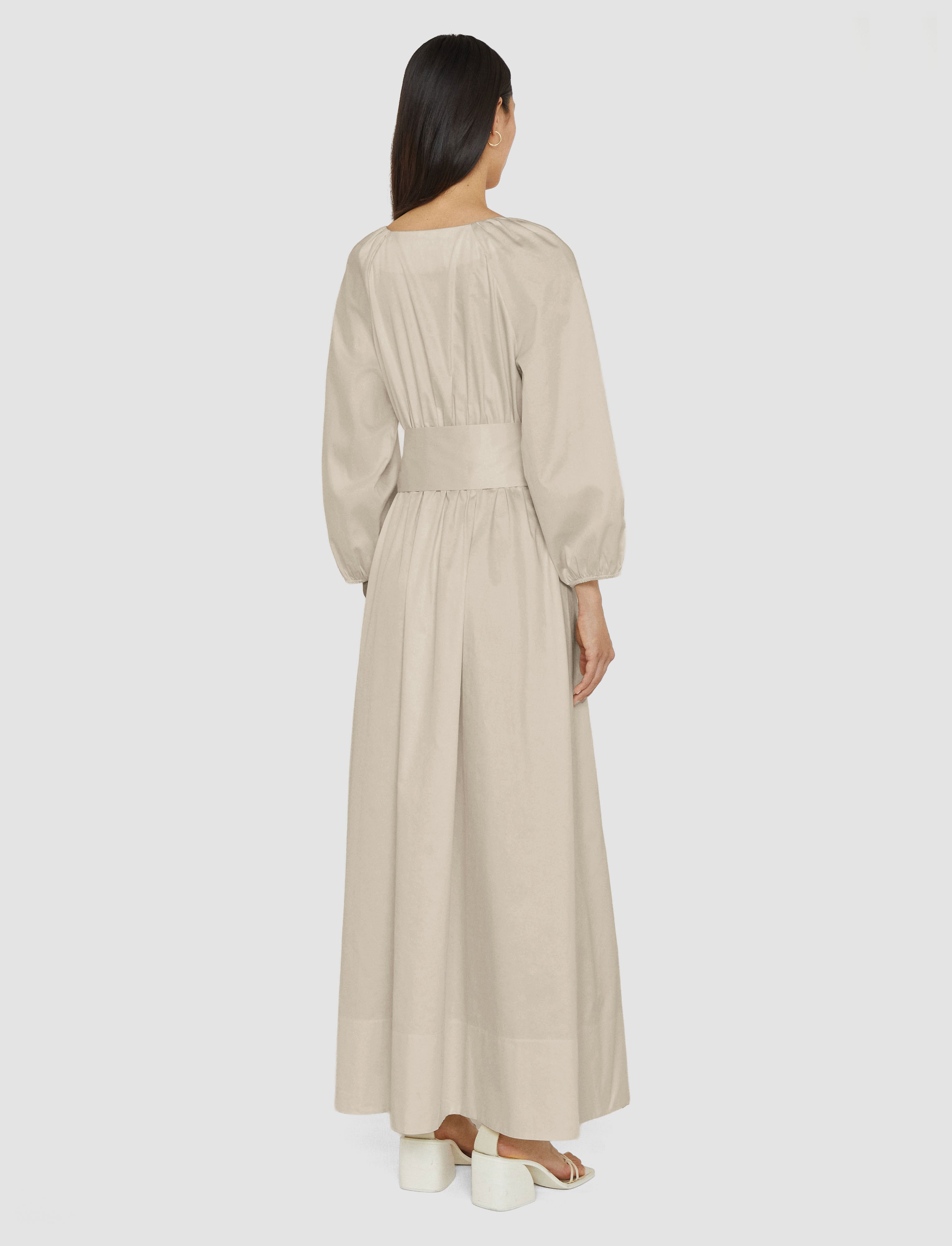 beige-bellan-cotton-sateen-dress-JOSEPH