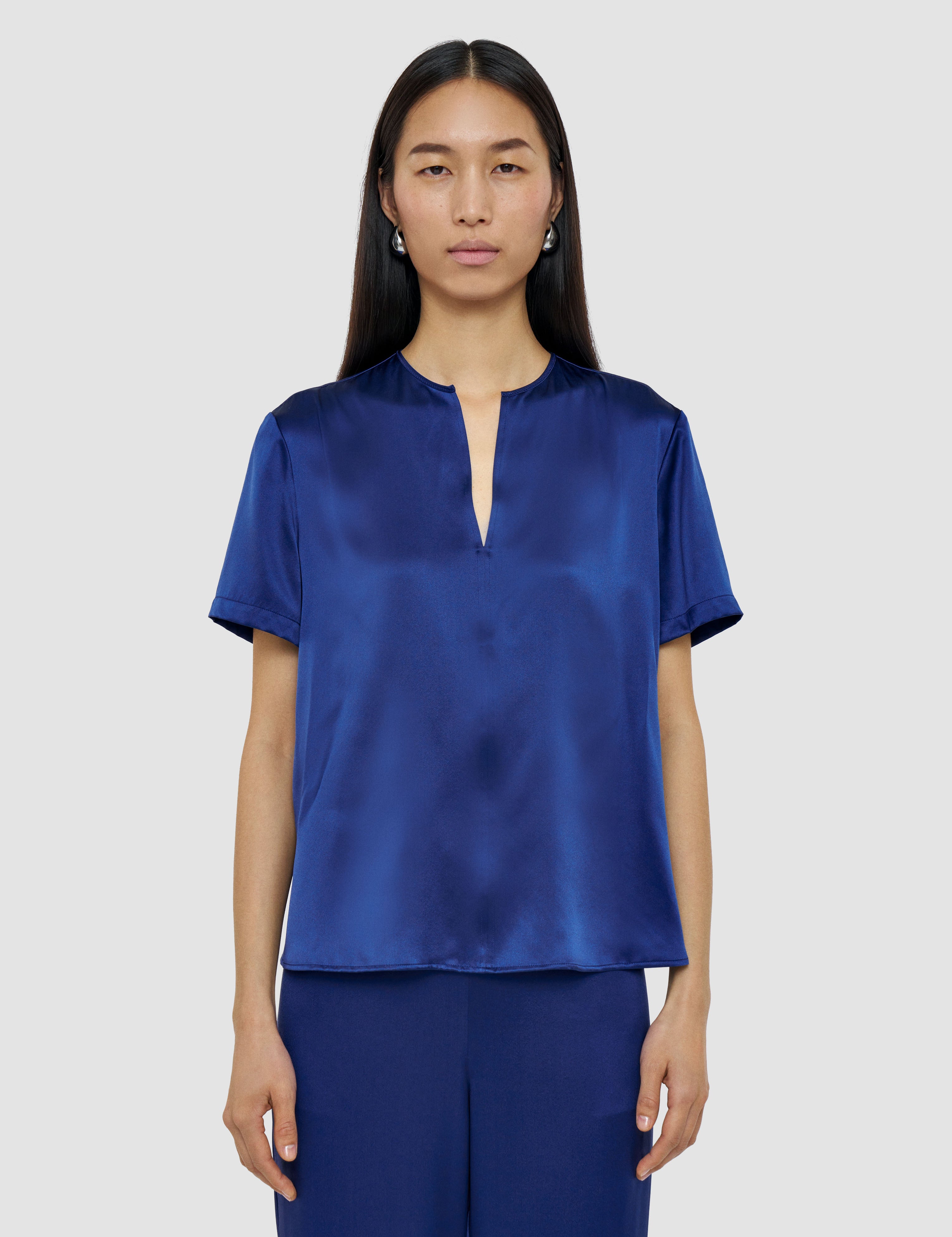 Blue Gala Silk Satin Blouse - Joseph