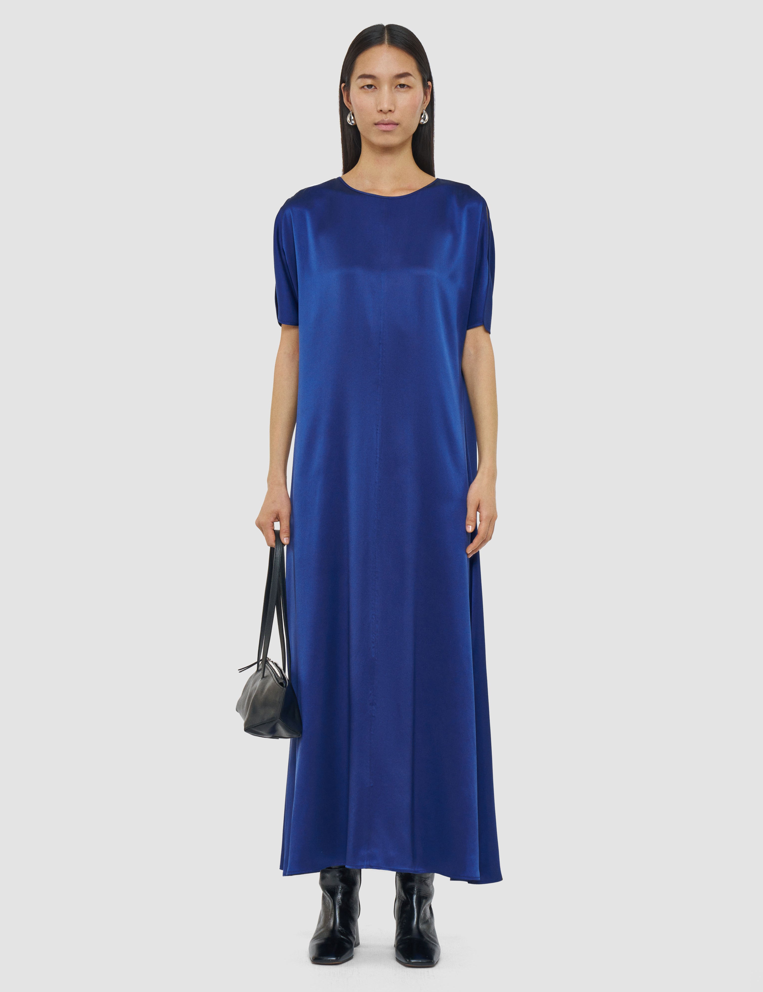 Blue Daviel Silk Satin Dress - Joseph