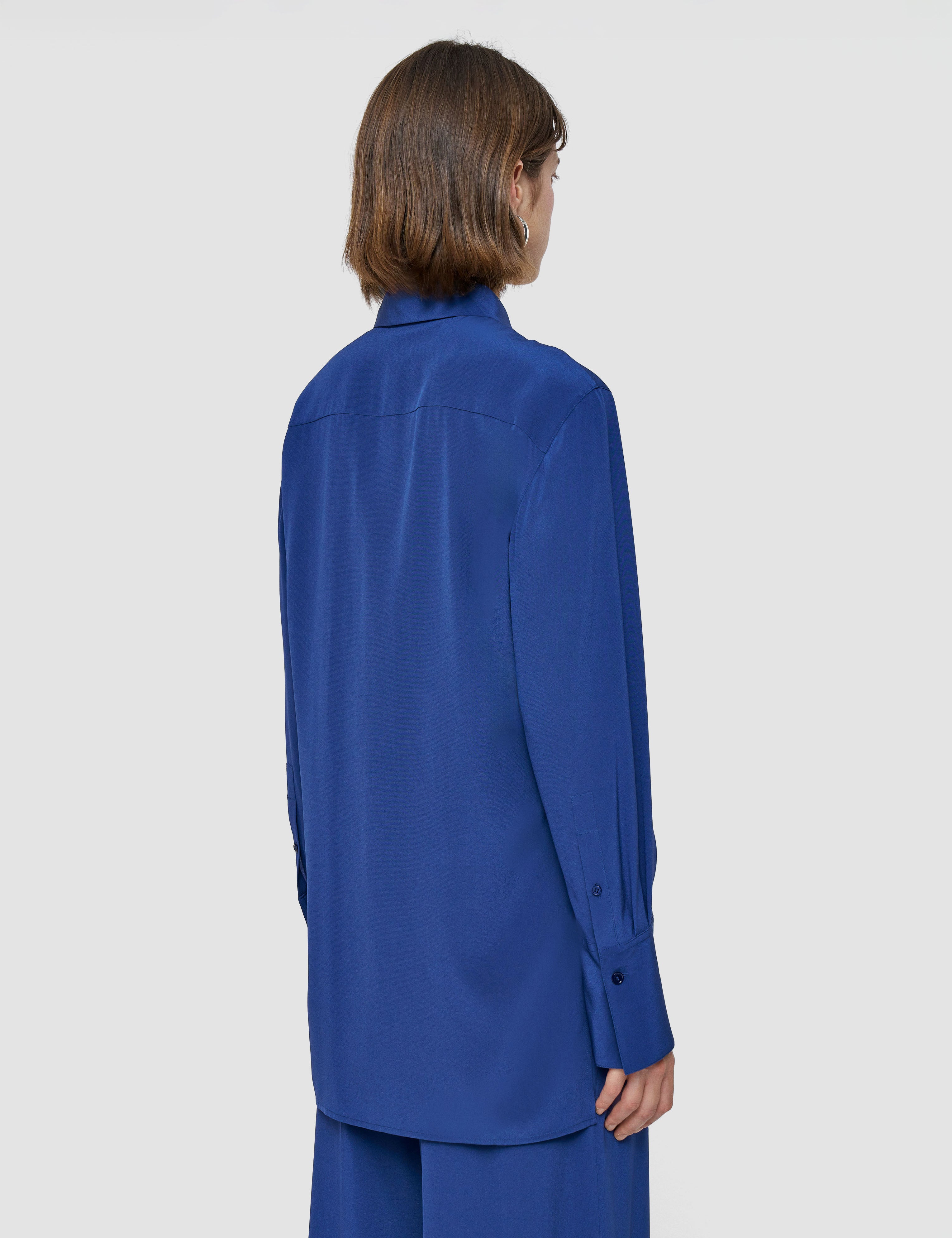 Blue Bold Crepe de Soie Silk Blouse - Joseph
