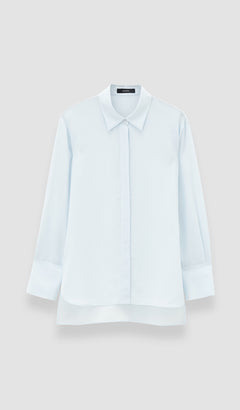 Blue Bold Crepe de Soie Silk Blouse - Joseph