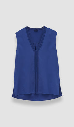 Blue Louis Crepe de Soie Silk Blouse - Joseph