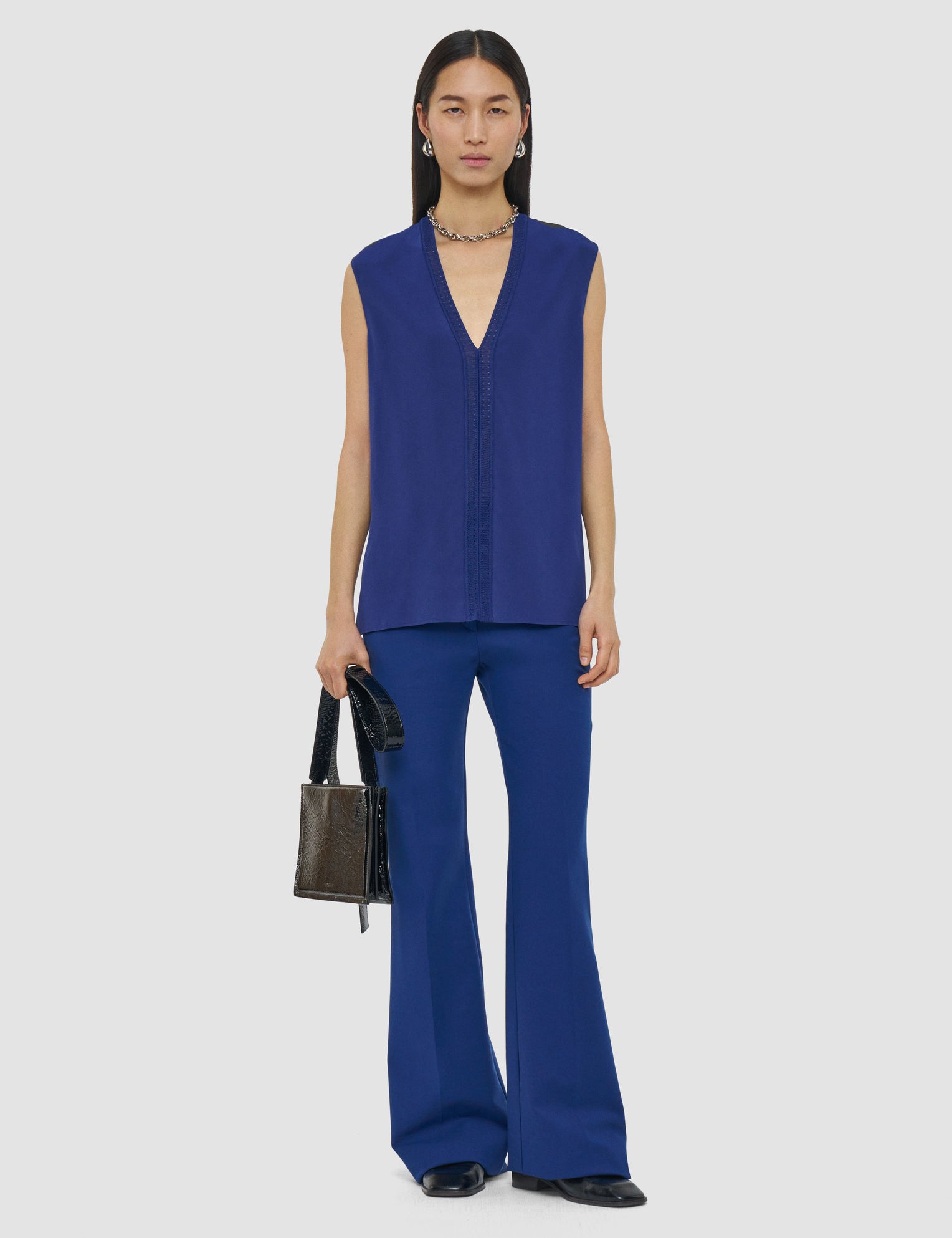 Blue Louis Crepe de Soie Silk Blouse - Joseph