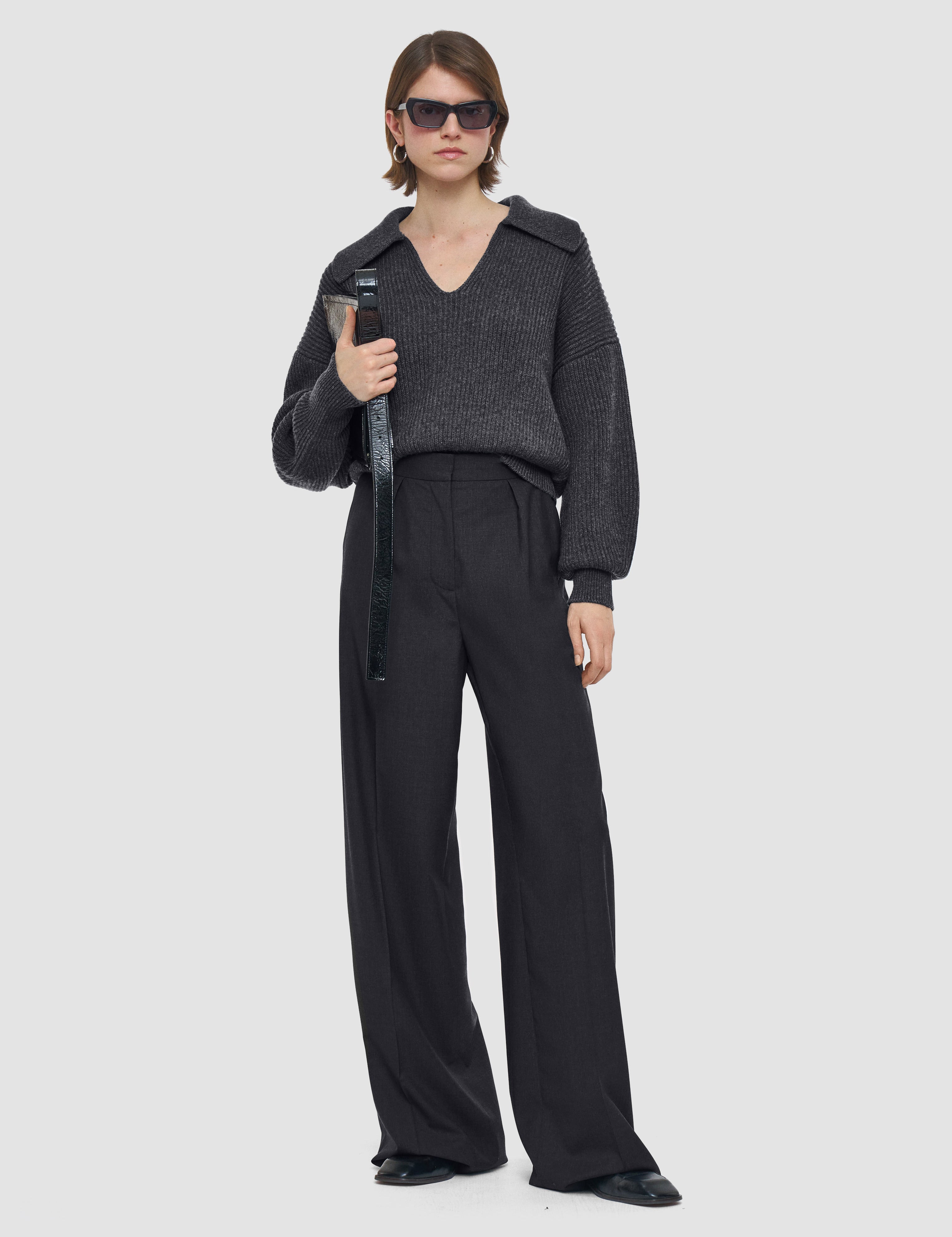 Grey Alanel Light Wool Tailoring Trousers - Joseph