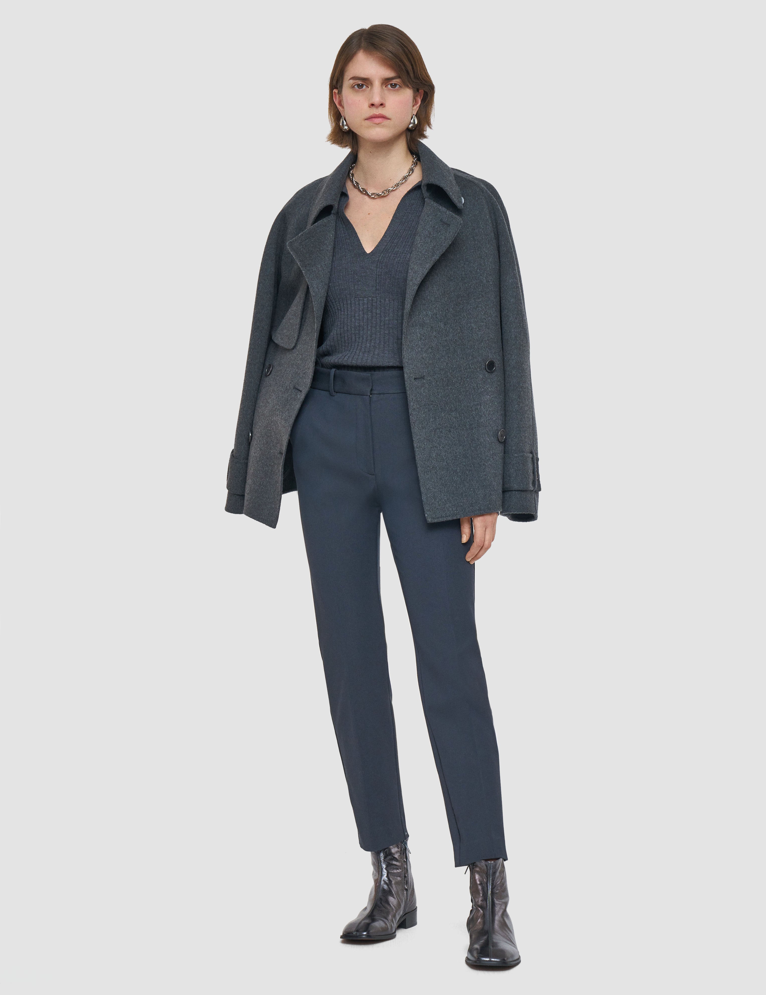 Grey Coleman Gabardine Stretch Trousers - Joseph