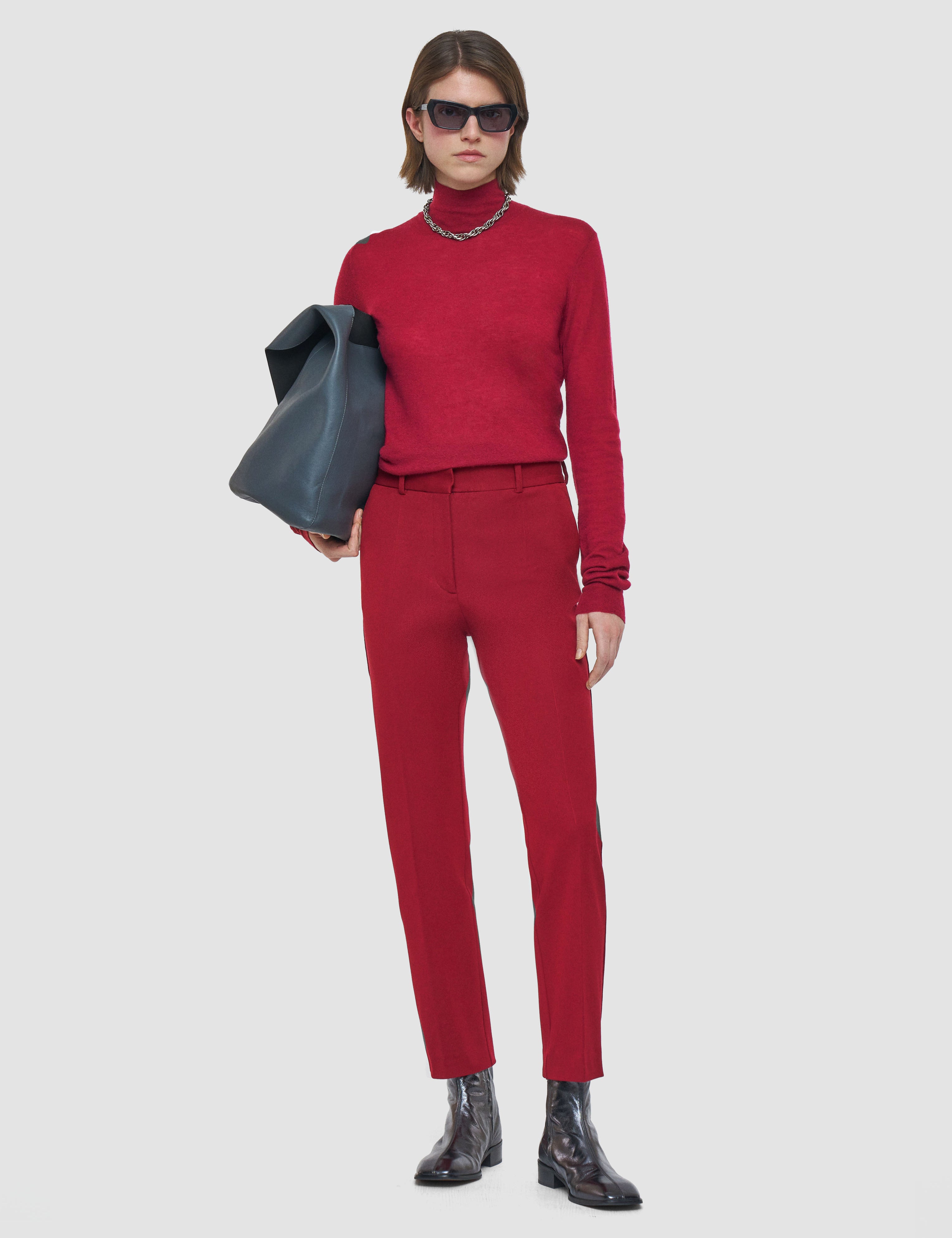 Red Coleman Gabardine Stretch Trousers - Joseph