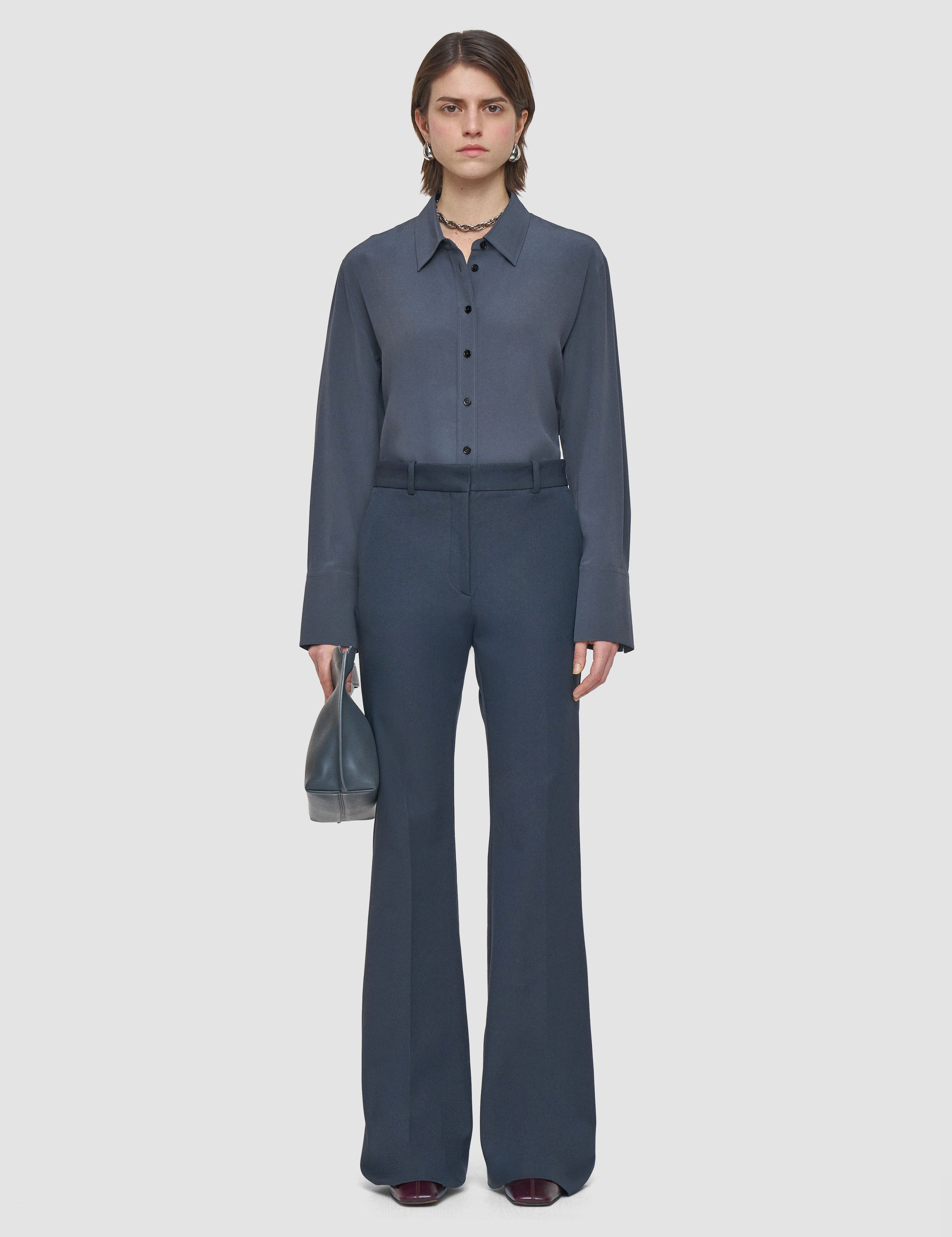Grey Tafira Gabardine Stretch Trousers - Joseph