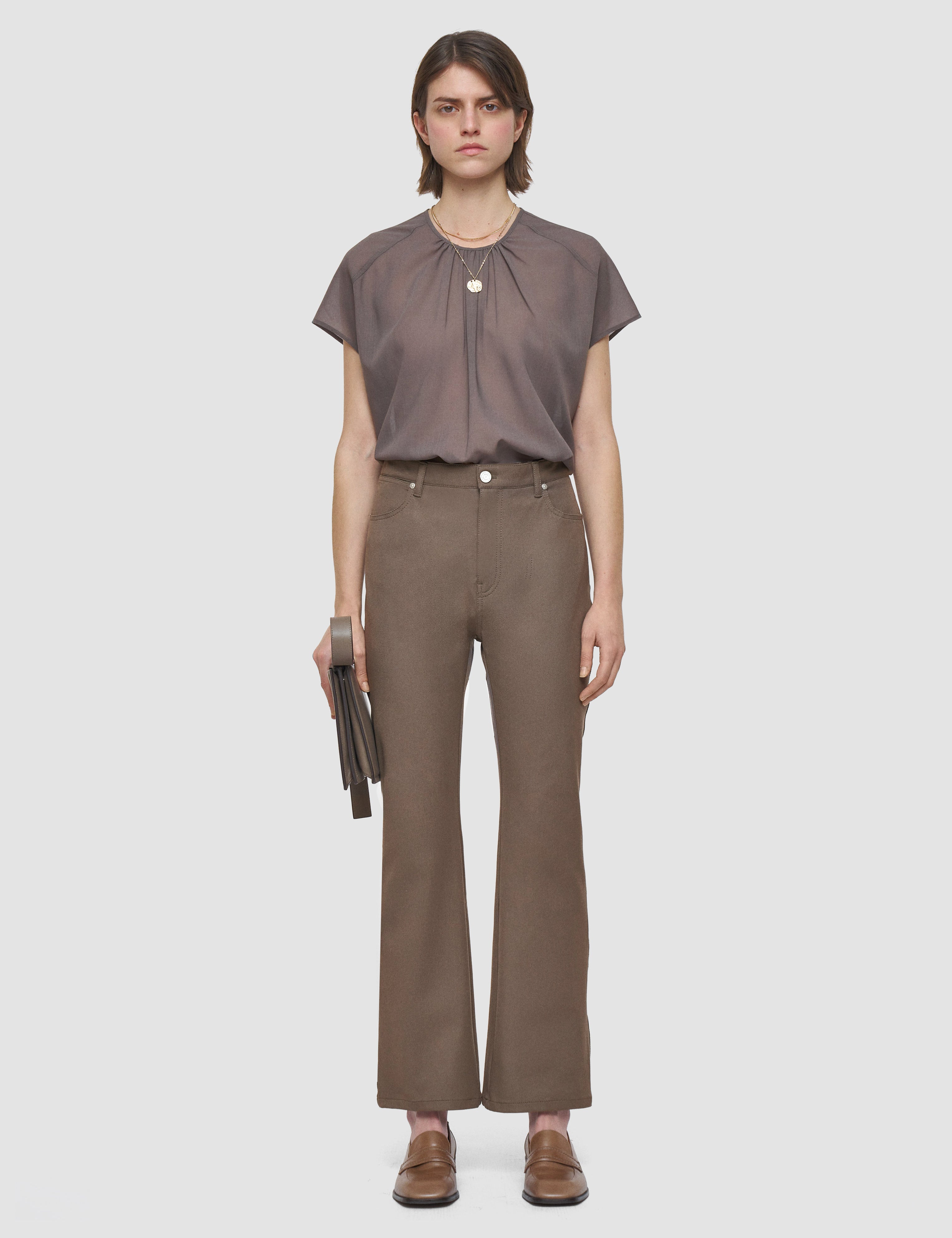 Brown Duke Gabardine Stretch Trousers - Joseph