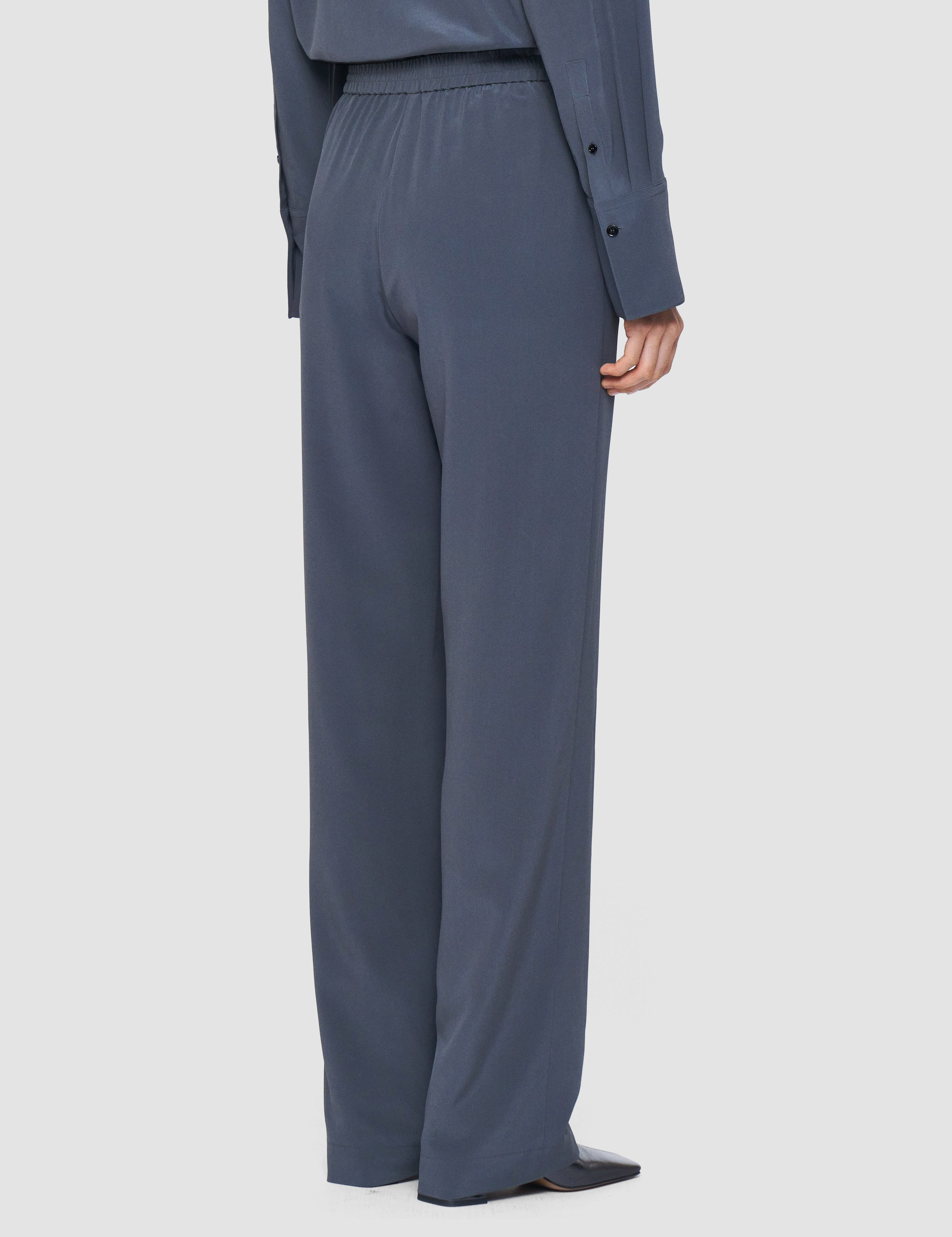 Grey Sahel Crepe de Chine Silk Trousers - Joseph