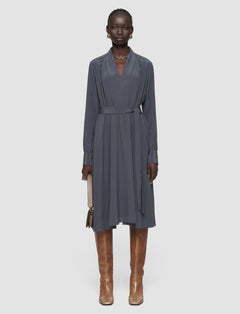 Grey Severin Crepe de Chine Silk Dress - Joseph