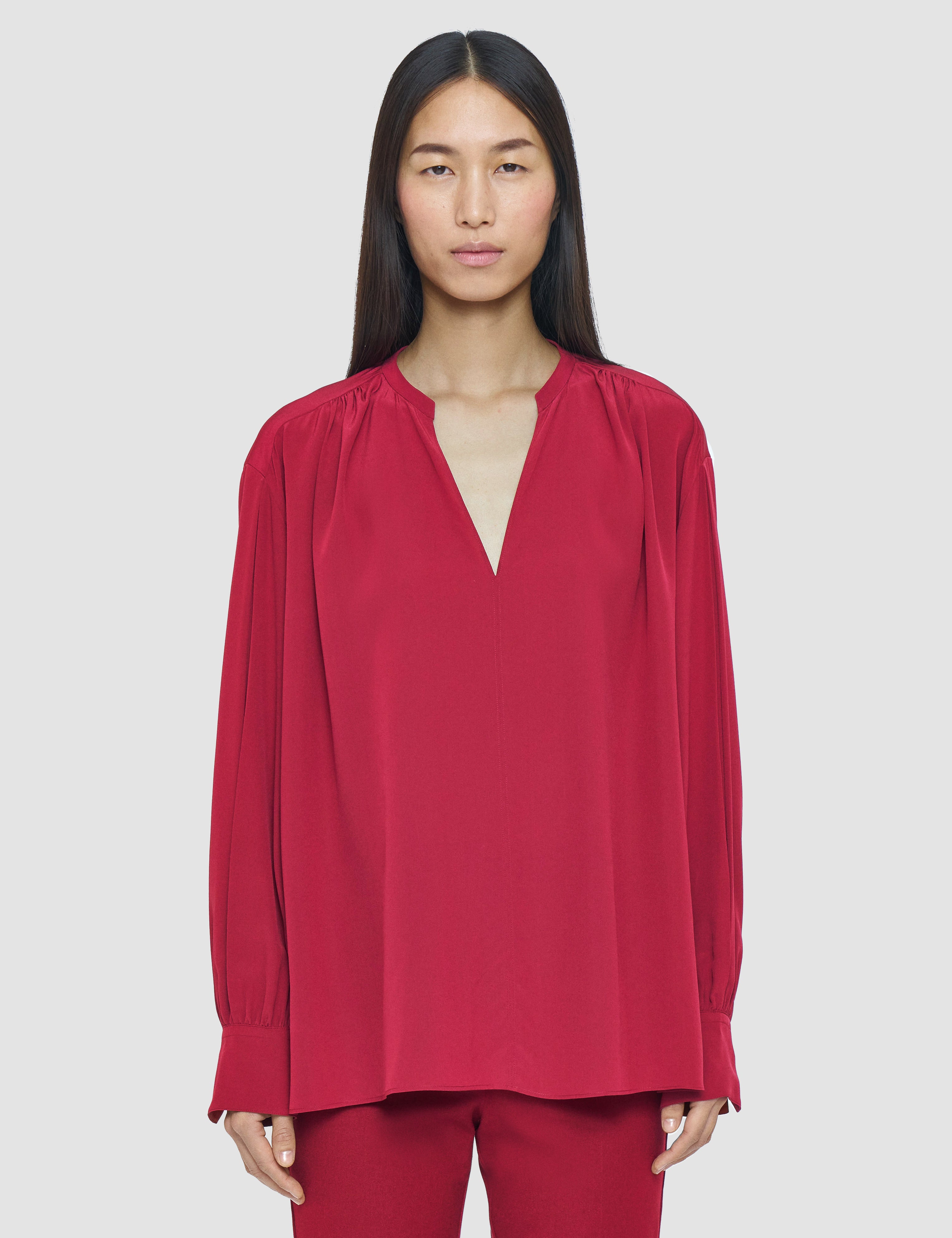 Red Blondel Crepe de Chine Silk Blouse - Joseph