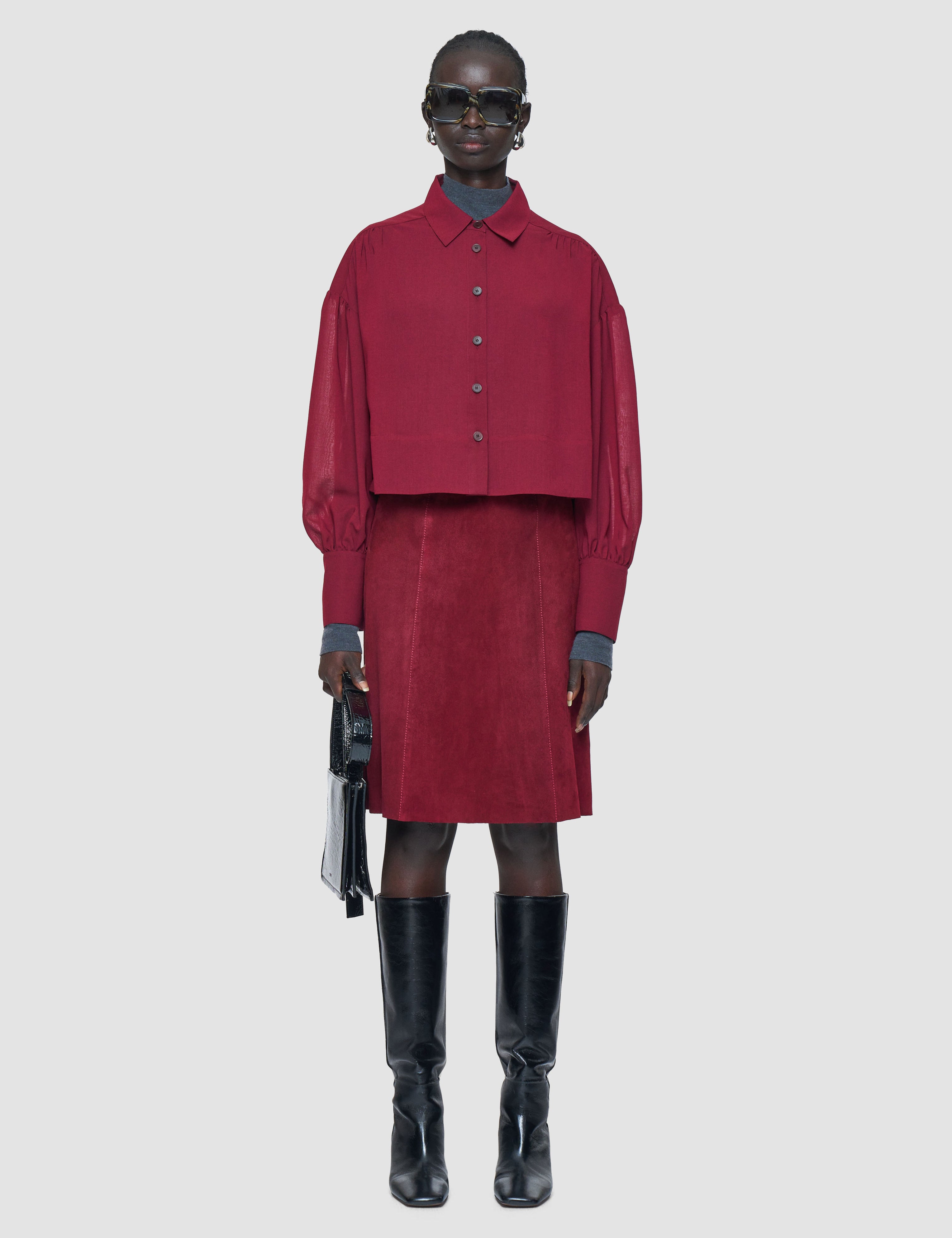 Red Anais Wool Voile Blouse - Joseph
