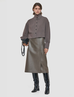 Brown Anais Wool Voile Blouse - Joseph