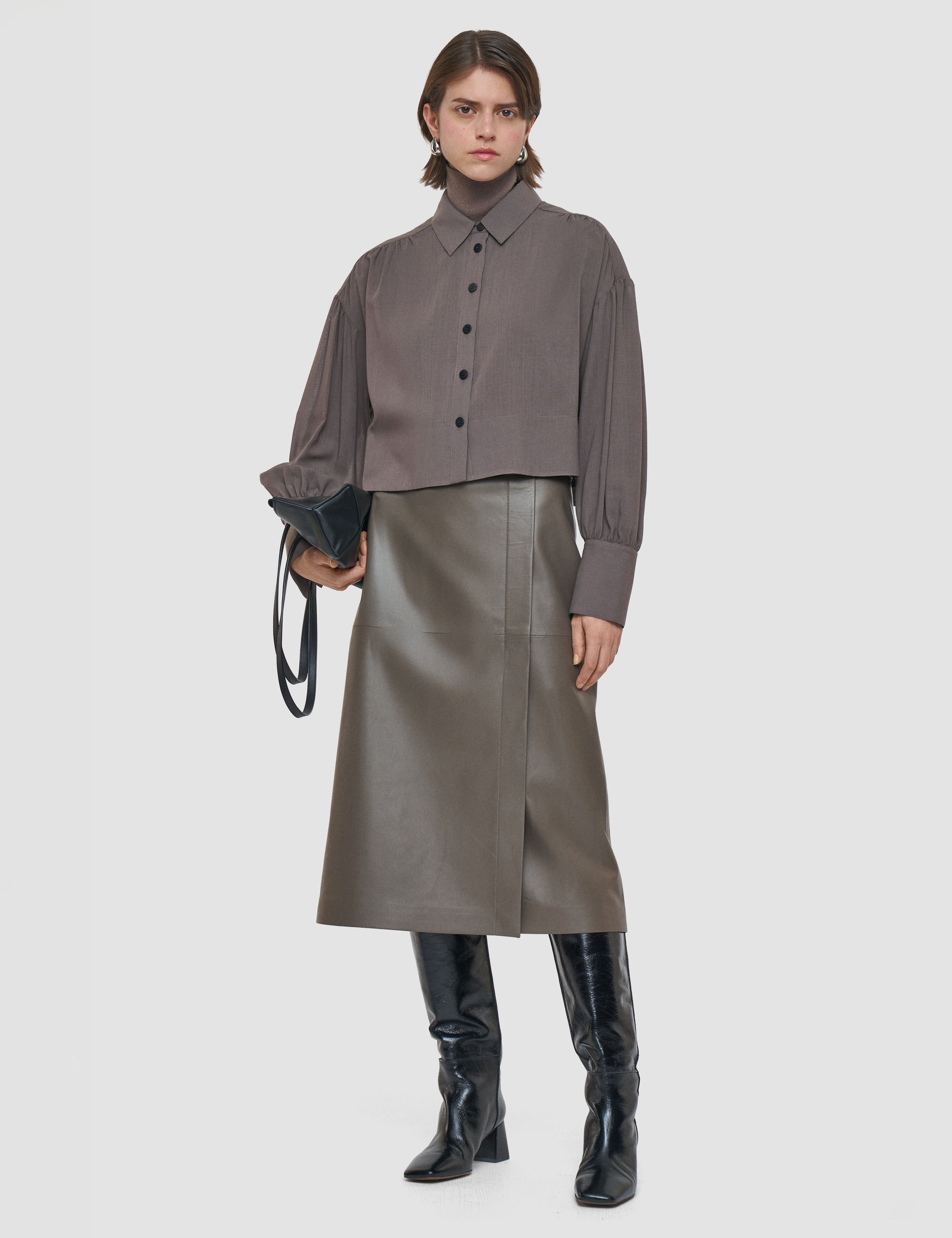 Brown Anais Wool Voile Blouse - Joseph