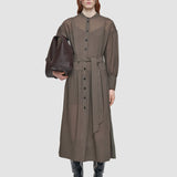 Brown Emma Wool Voile Dress - Joseph