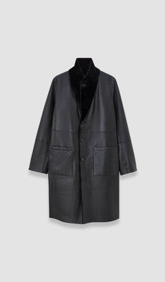 Black Britanny Reversible Soft Shearling Coat - Joseph