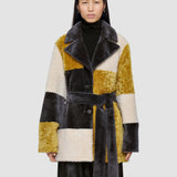 Grey Martel Overlay Shearling Coat - Joseph