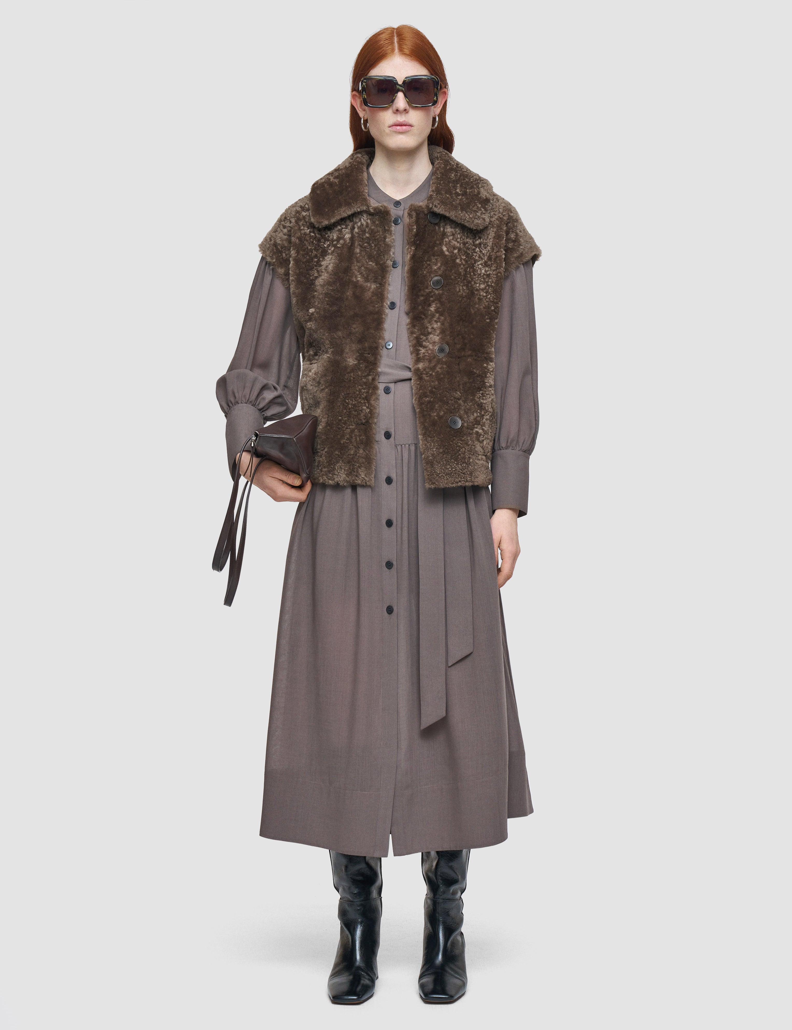 Brown Molin Reversible Shearling Gilet - Joseph