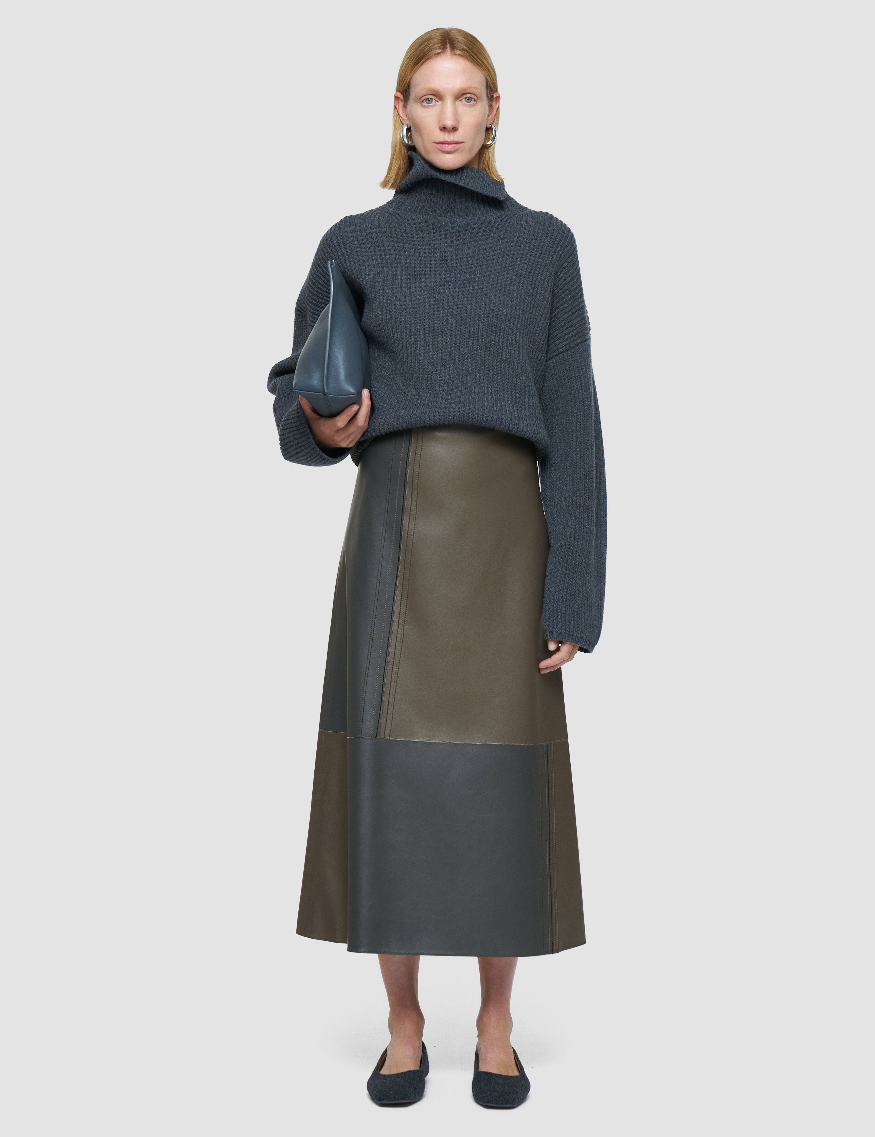 Grey Cezanne Overlay Nappa Leather Skirt - Joseph