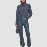 Grey Duke Leather Stretch Trousers - Joseph
