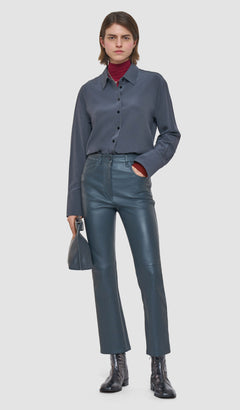 Grey Duke Leather Stretch Trousers - Joseph