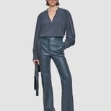 Grey Tafira Leather Stretch Trousers - Joseph