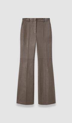 Brown Tafira Leather Stretch Trousers - Joseph