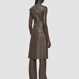 Brown Heidi Leather Stretch Dress - Joseph