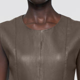 Brown Heidi Leather Stretch Dress - Joseph