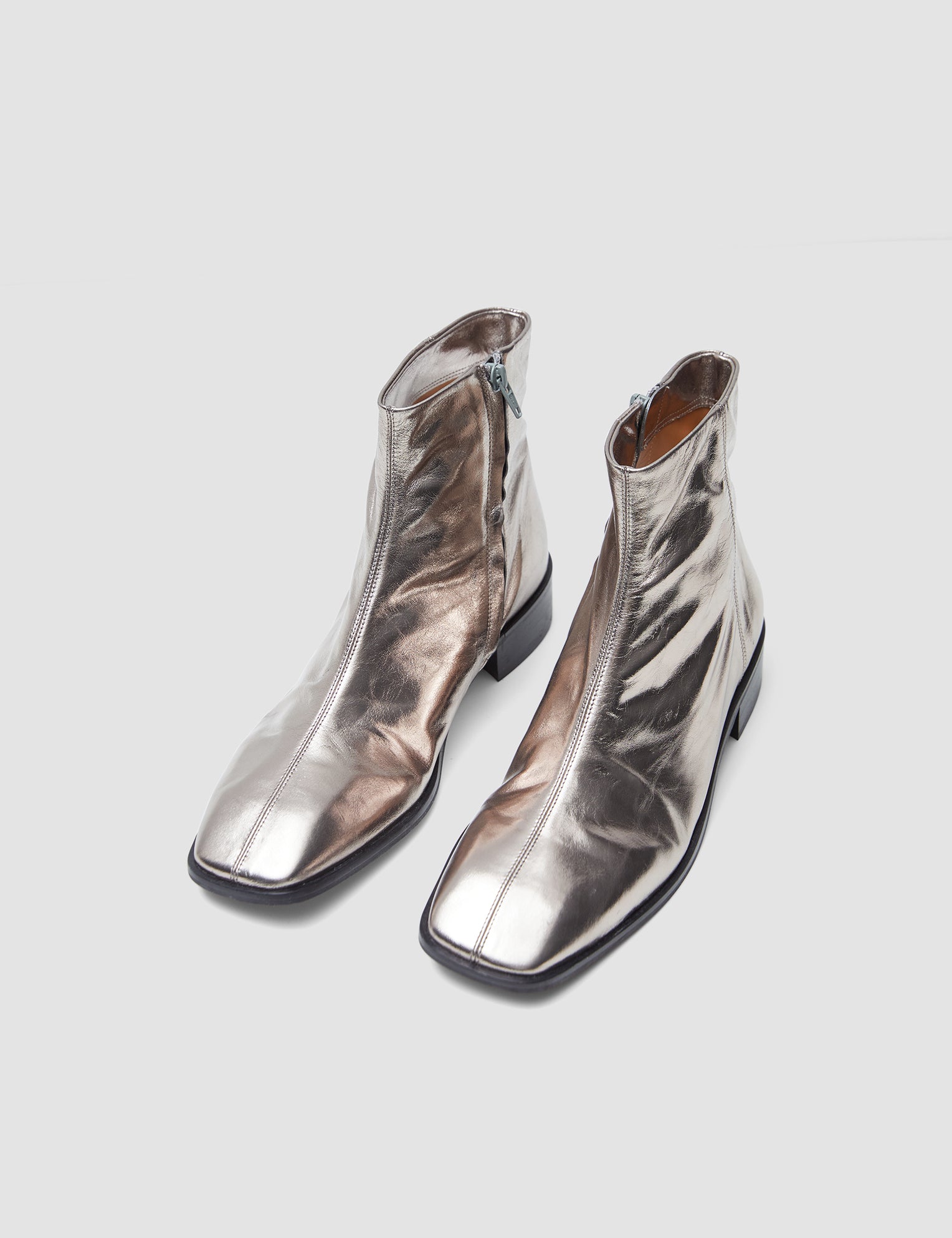 Gold Metallic Leather Ankle Boots - Joseph