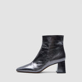 Silver Heeled Metallic Leather Ankle Boots - Joseph