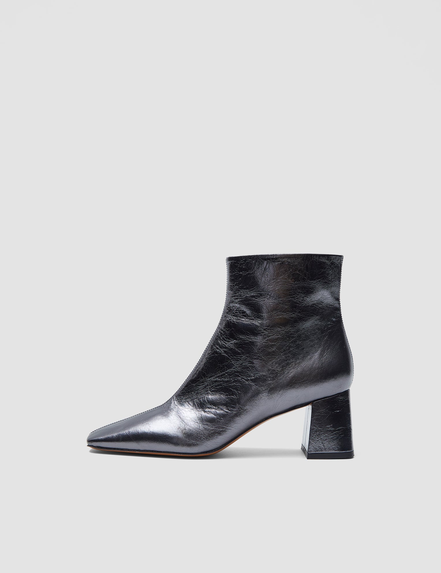 Silver Heeled Metallic Leather Ankle Boots - Joseph